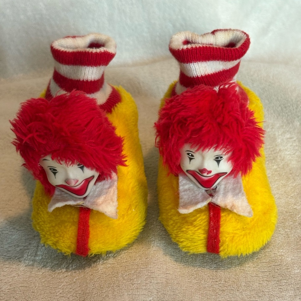 VTG 1977 Mcdonalds Ronald McDonald Slippers Child's Sz 5 Korea Collectables